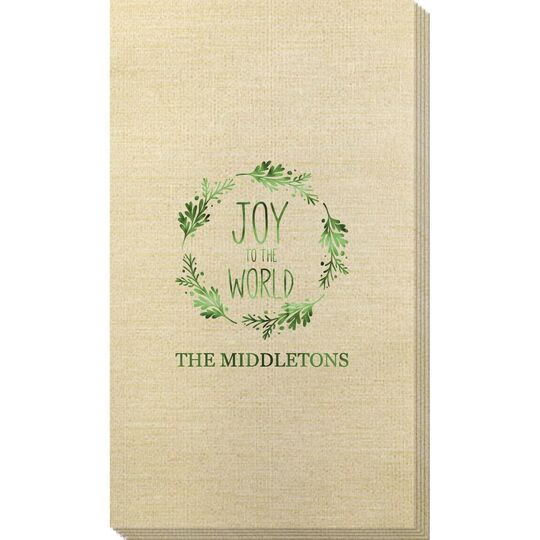Joy to the World Wreath Bamboo Luxe Guest Towels